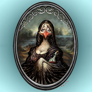 Tableau en bois Prise de Bec "Le portrait officiel de Mona Lisala"